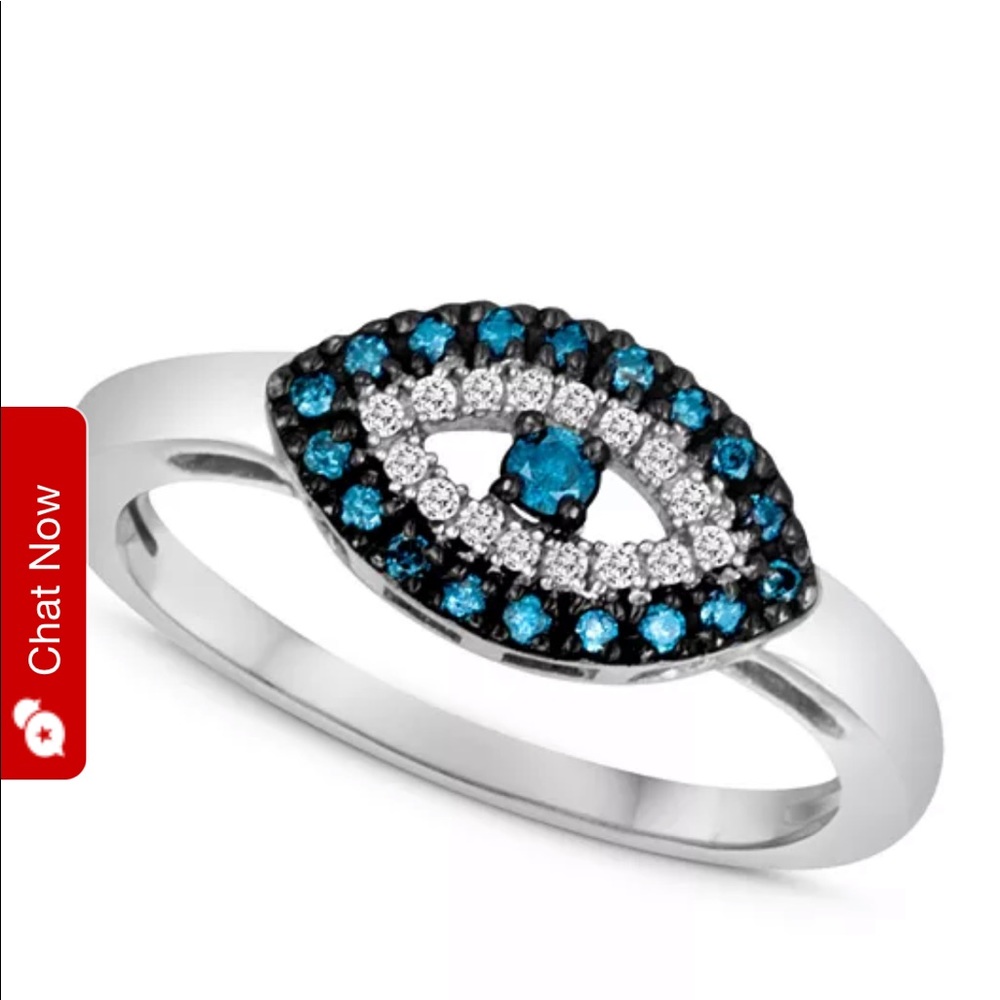 Sterling silver ring evil eye ring
